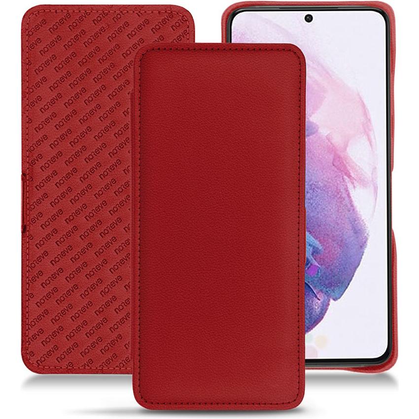 Noreve Lederschutzhülle horizontal (Samsung Galaxy S21), Smartphone Hülle, Rot