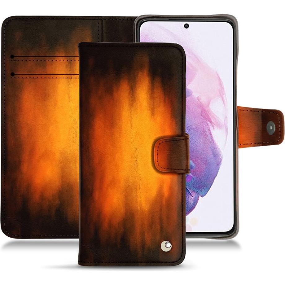 Noreve Lederschutzhülle Wallet (Samsung Galaxy S21), Smartphone Hülle, Violett