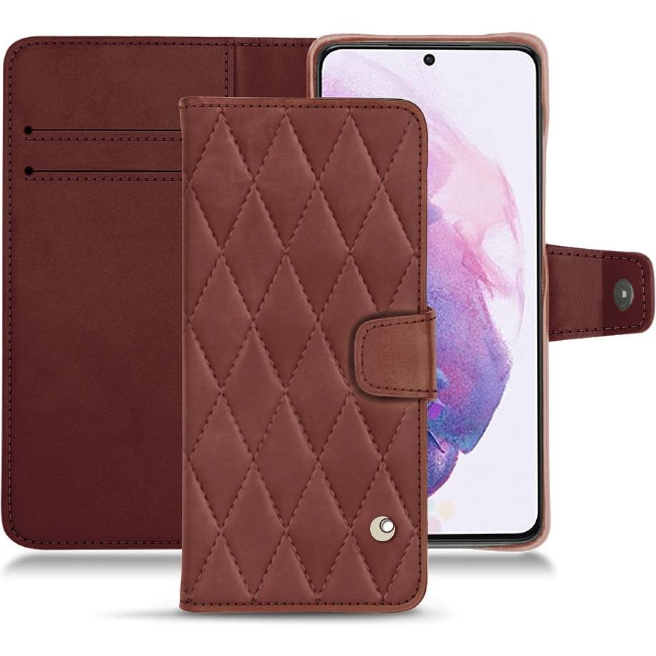 Noreve Lederschutzhülle Wallet (Samsung Galaxy S21), Smartphone Hülle, Rot