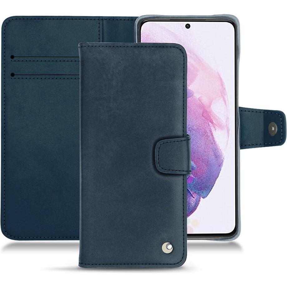 Noreve Lederschutzhülle Wallet (Samsung Galaxy S21+), Smartphone Hülle, Blau