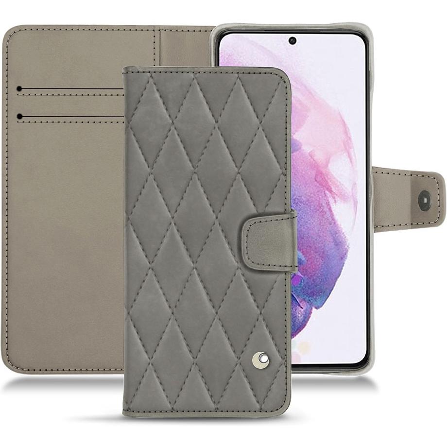 Noreve Lederschutzhülle Wallet (Samsung Galaxy S21+), Smartphone Hülle, Grau