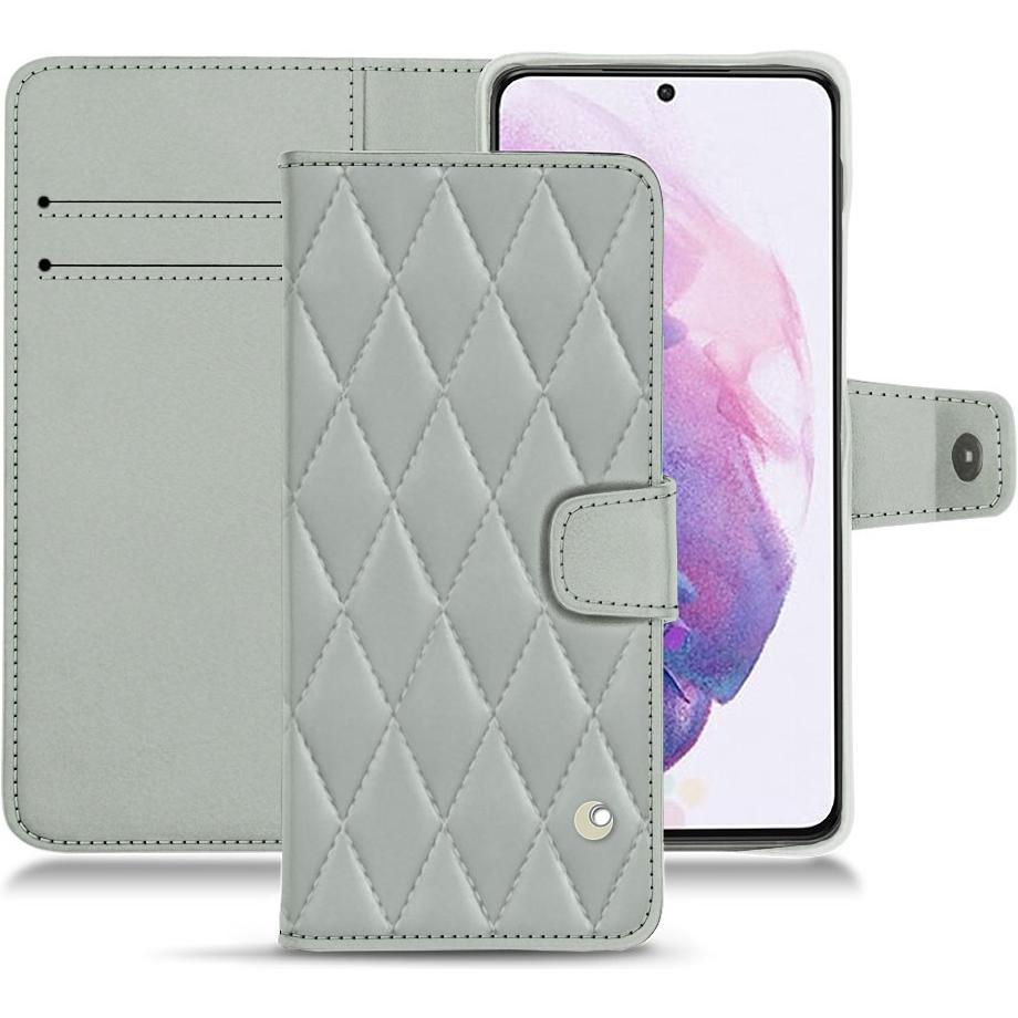Noreve Lederschutzhülle Wallet (Samsung Galaxy S21), Smartphone Hülle, Grau