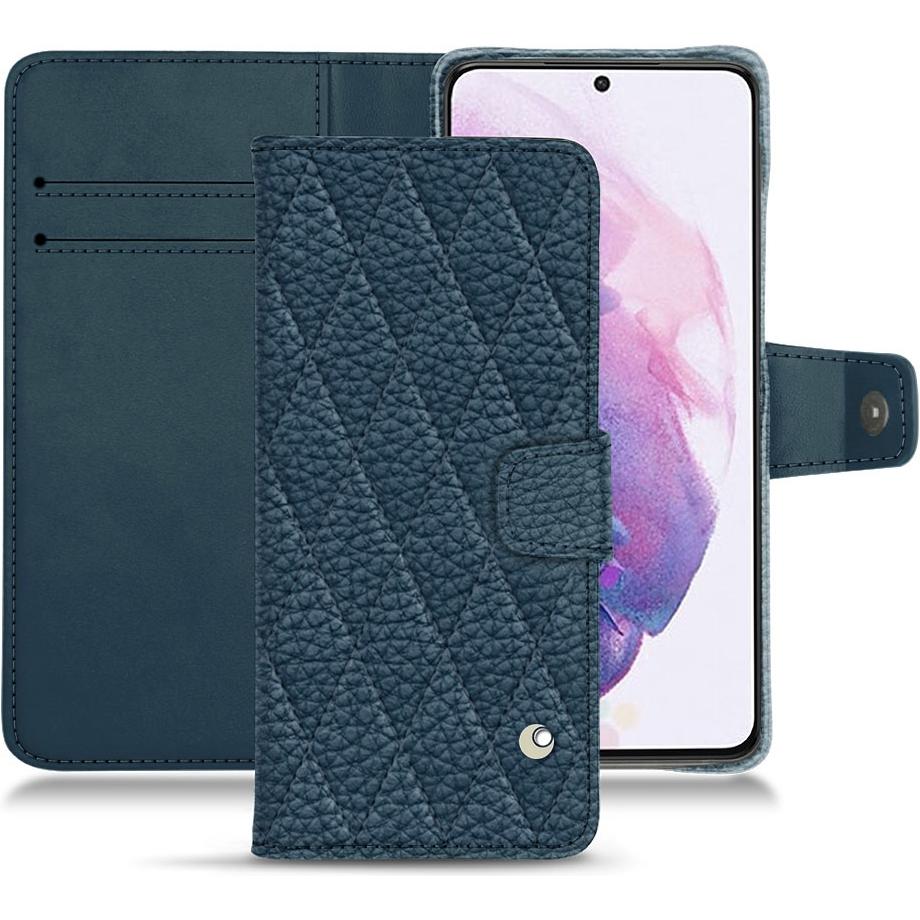 Noreve Lederschutzhülle Wallet (Samsung Galaxy S21), Smartphone Hülle, Blau