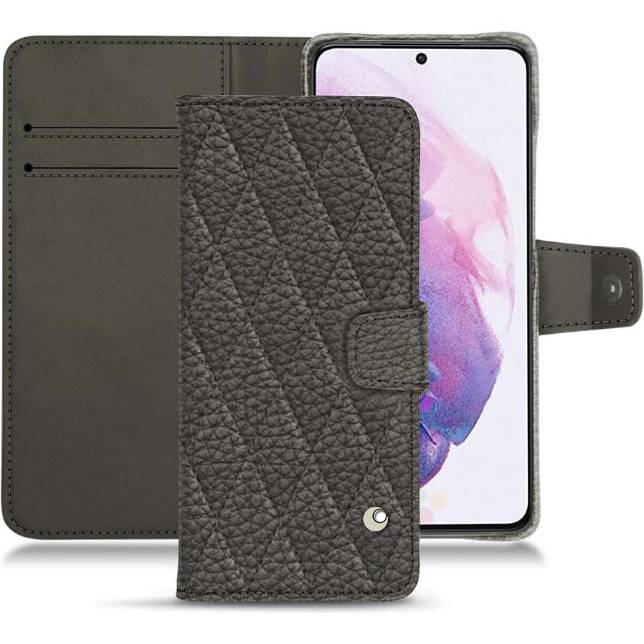 Noreve Lederschutzhülle Wallet (Samsung Galaxy S21), Smartphone Hülle, Grau