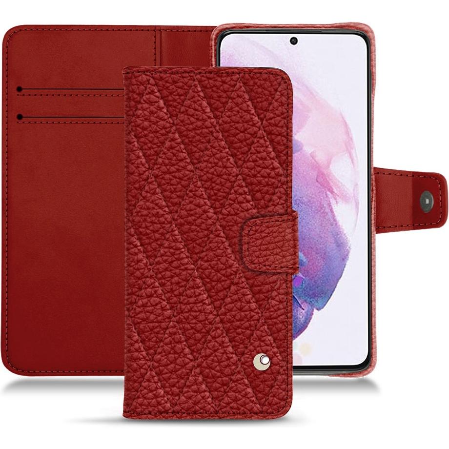 Noreve Lederschutzhülle Wallet (Samsung Galaxy S21+), Smartphone Hülle, Rot