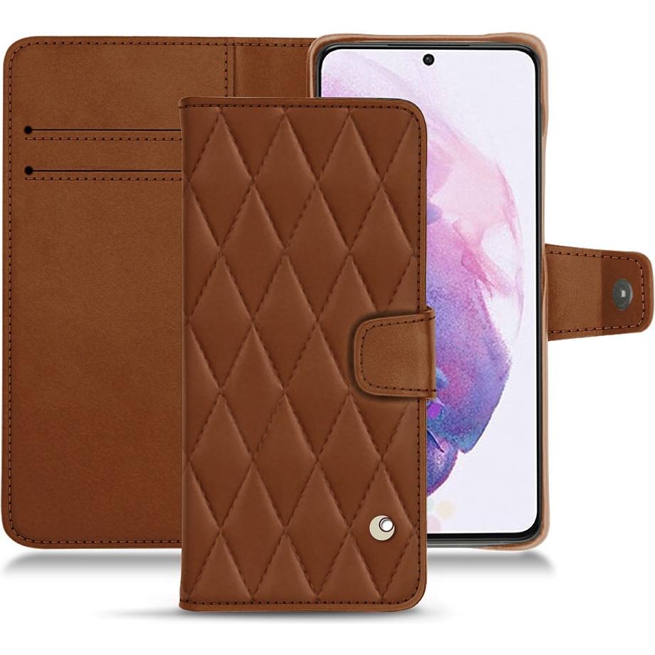 Noreve Lederschutzhülle Wallet (Samsung Galaxy S21+), Smartphone Hülle, Braun