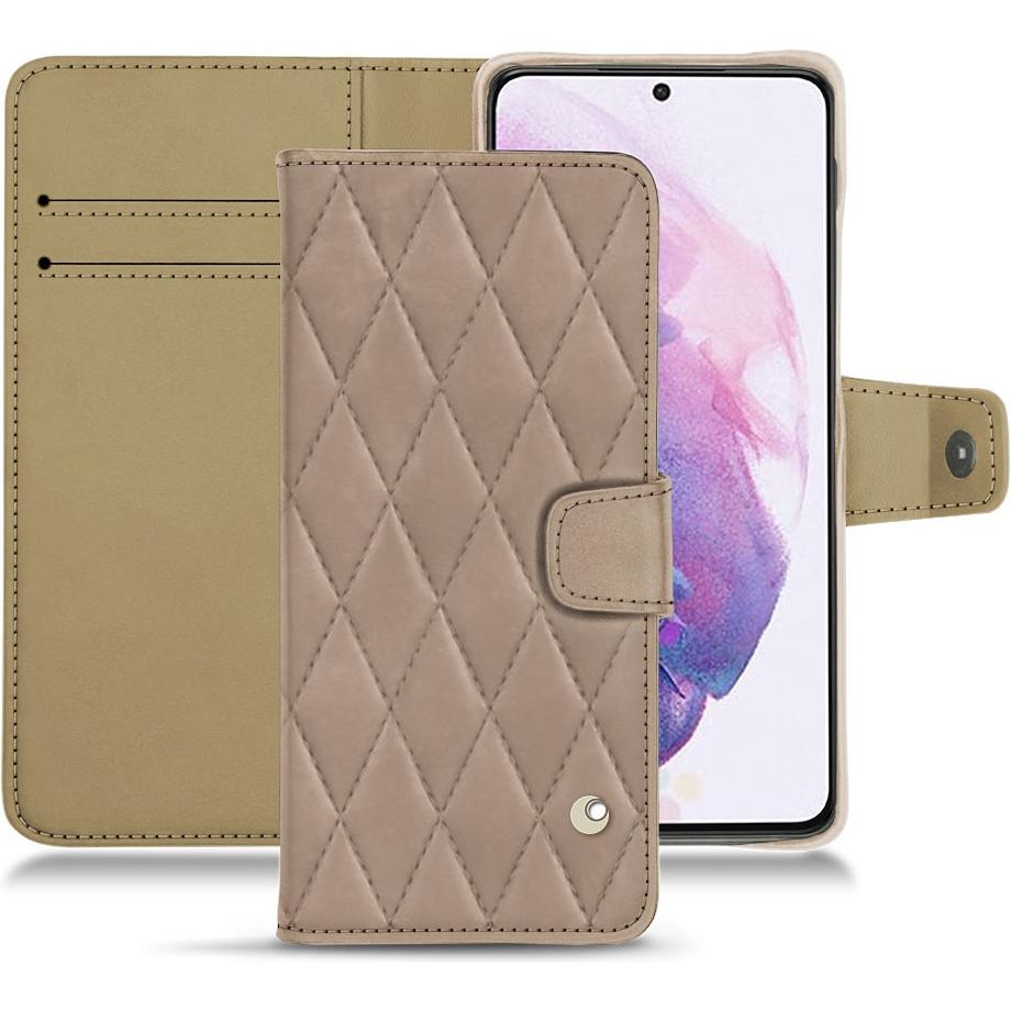 Noreve Lederschutzhülle Wallet (Samsung Galaxy S21), Smartphone Hülle, Beige