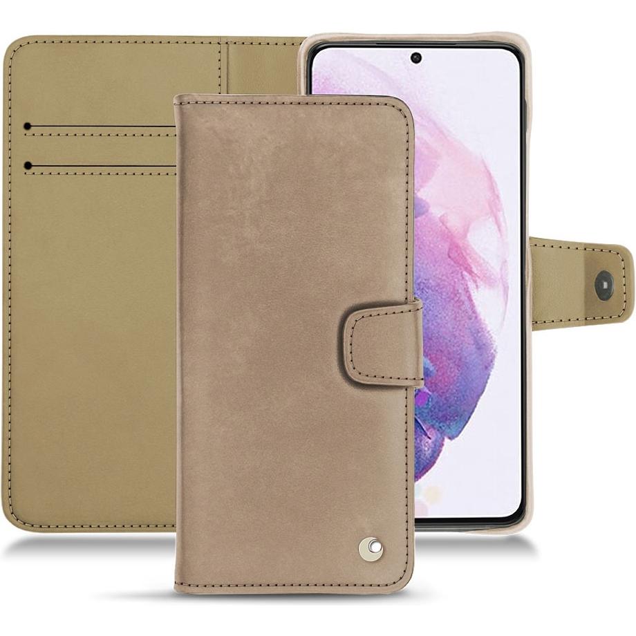 Noreve Lederschutzhülle Wallet (Samsung Galaxy S21), Smartphone Hülle, Beige