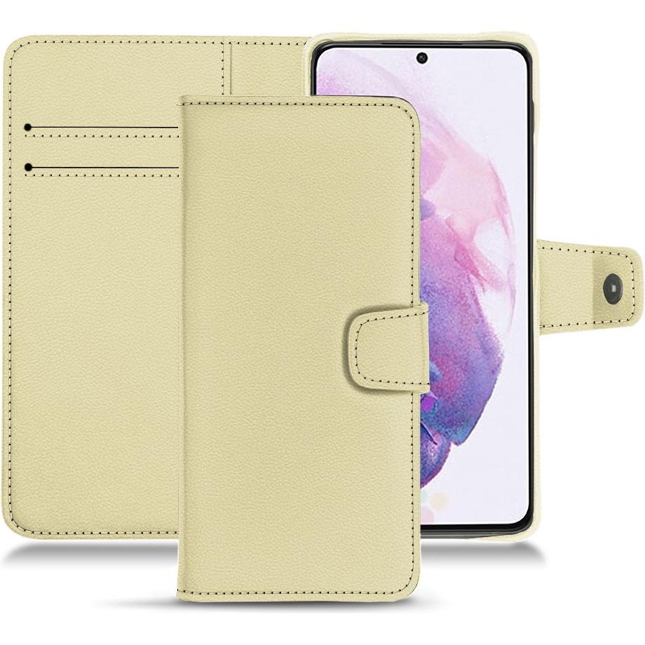 Noreve Lederschutzhülle Wallet (Samsung Galaxy S21+), Smartphone Hülle, Beige