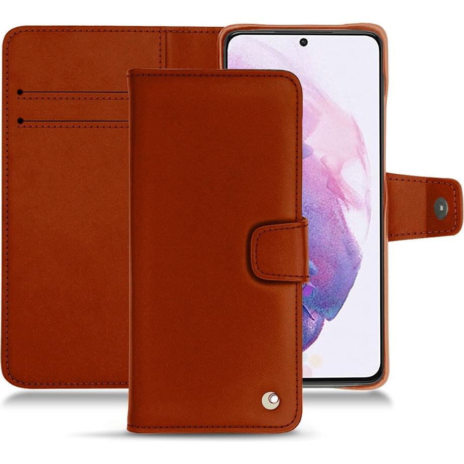 Noreve Lederschutzhülle Wallet (Samsung Galaxy S21+), Smartphone Hülle, Orange
