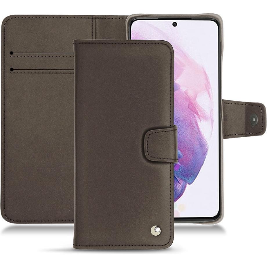 Noreve Lederschutzhülle Wallet (Samsung Galaxy S21+), Smartphone Hülle, Grau