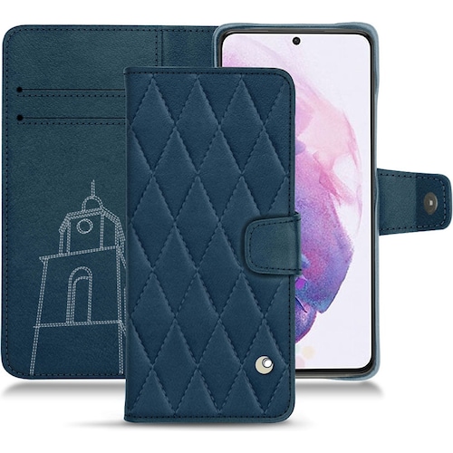 Noreve Lederschutzhülle Wallet (Samsung Galaxy S21), Smartphone Hülle, Blau