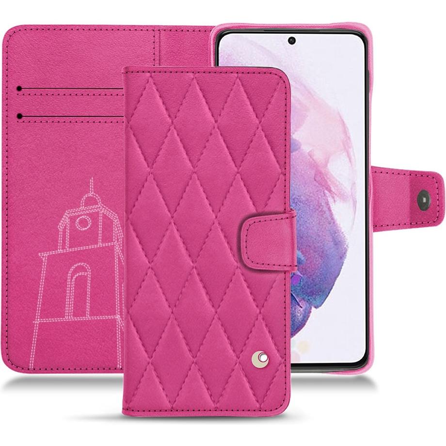 Noreve Lederschutzhülle Wallet (Samsung Galaxy S21), Smartphone Hülle, Rosa