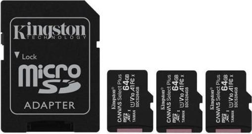 Image du produit Kingston Card Canvas Go Plus MicroSD +ADP 64GB (64 Go, microSDXC, U3, UHS-I)