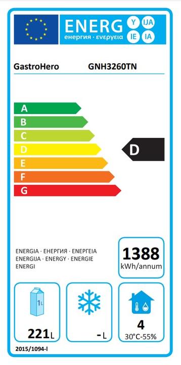 Energy Label Gastro Hero ECO cooling table / with backsplash - / (400 l)
