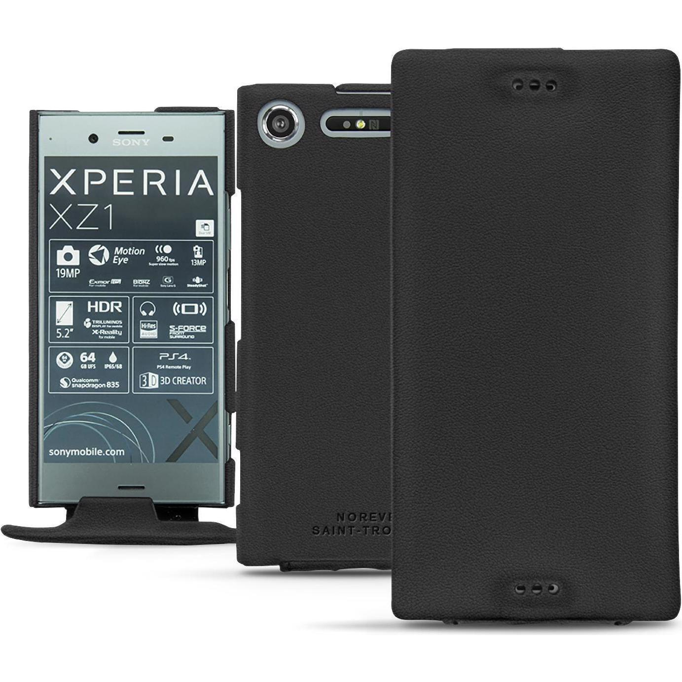 Thumbnail - Noreve Lederschutzhülle vertikal (Sony Xperia XZ1), Smartphone Hülle, Schwarz