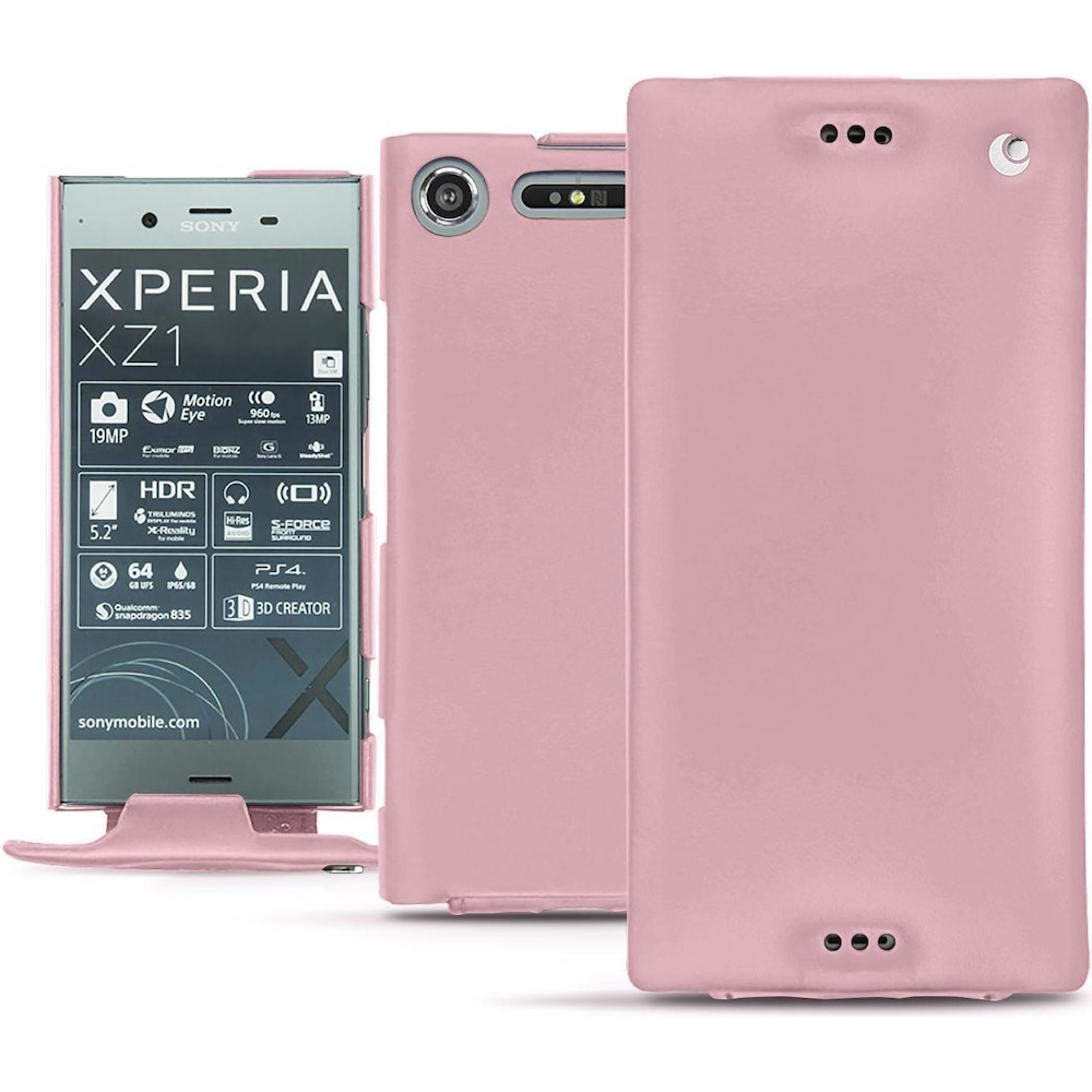 Noreve Lederschutzhülle vertikal (Sony Xperia XZ1), Smartphone Hülle, Rosa