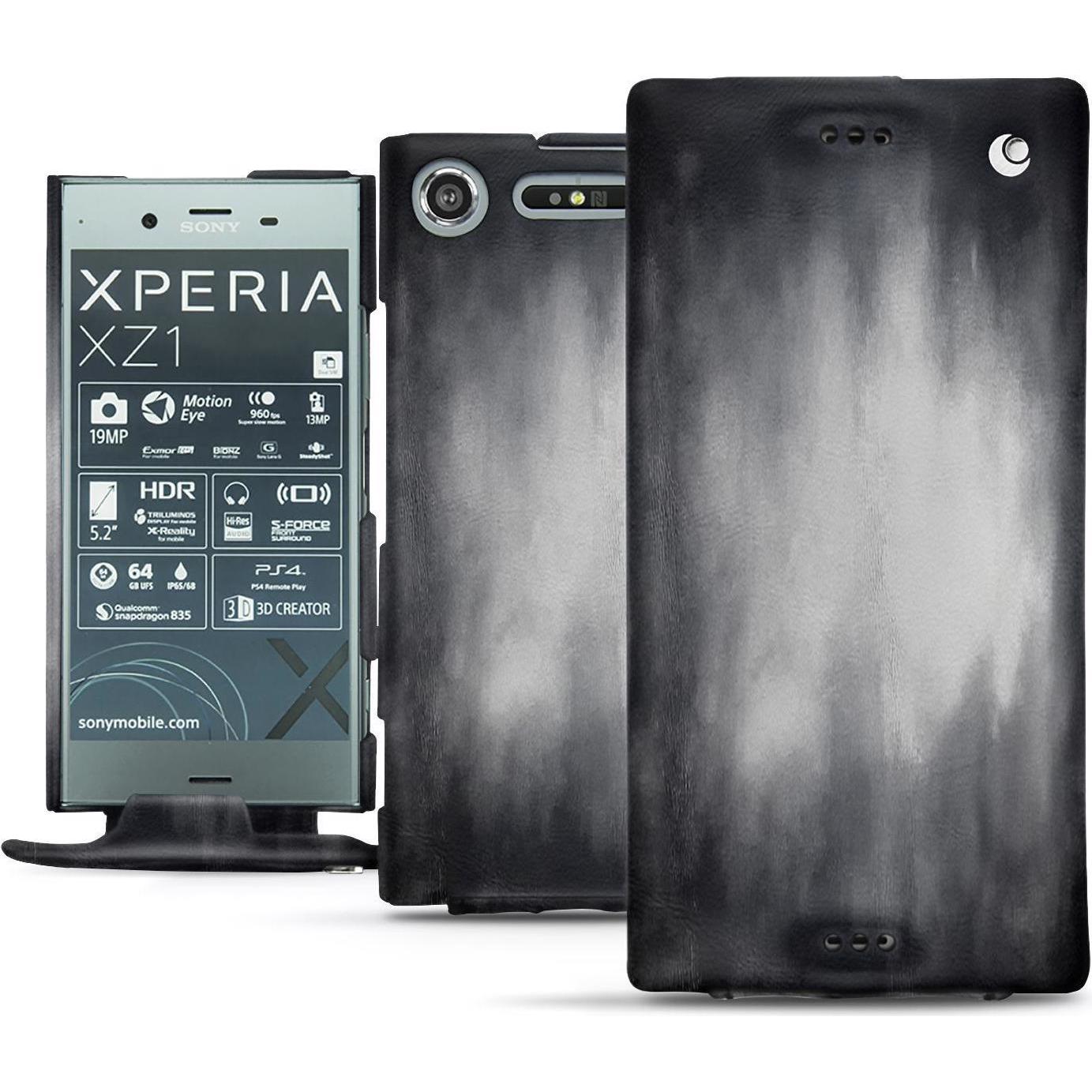 Thumbnail - Noreve Lederschutzhülle vertikal (Sony Xperia XZ1), Smartphone Hülle, Grau