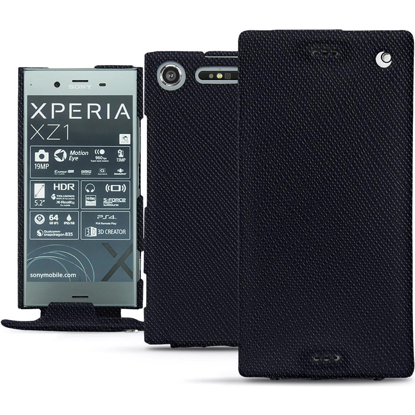 Noreve Lederschutzhülle vertikal (Sony Xperia XZ1), Smartphone Hülle, Schwarz