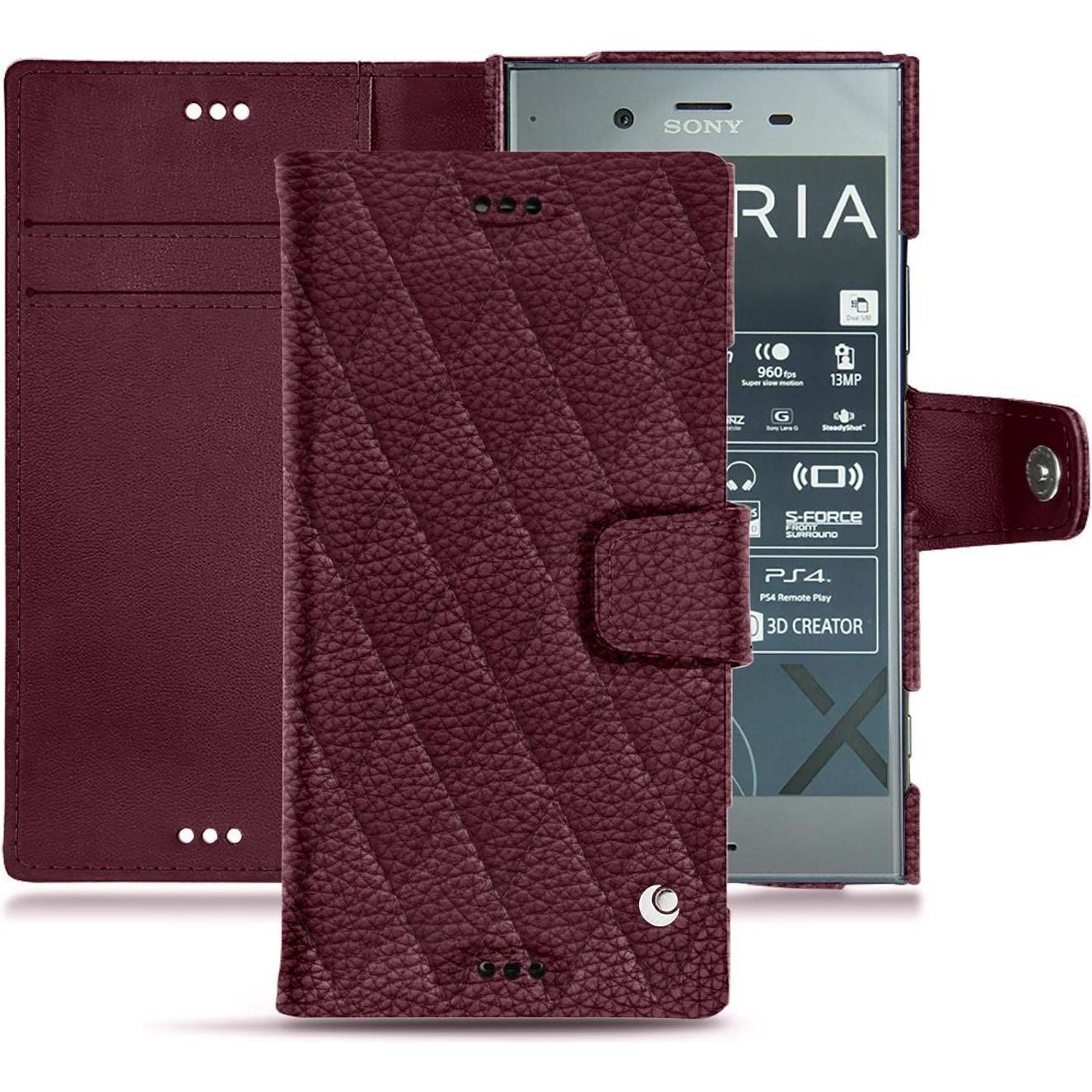 Noreve Lederschutzhülle Wallet (Sony Xperia XZ1), Smartphone Hülle, Violett
