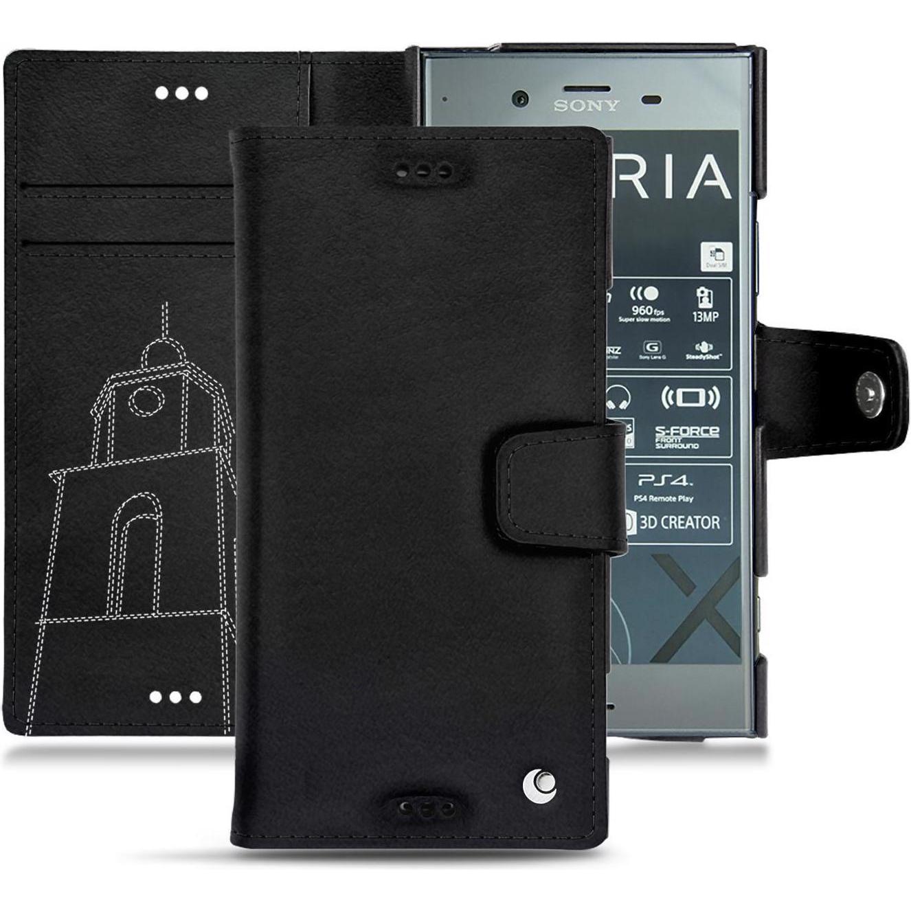 Noreve Lederschutzhülle Wallet (Sony Xperia XZ1), Smartphone Hülle, Schwarz