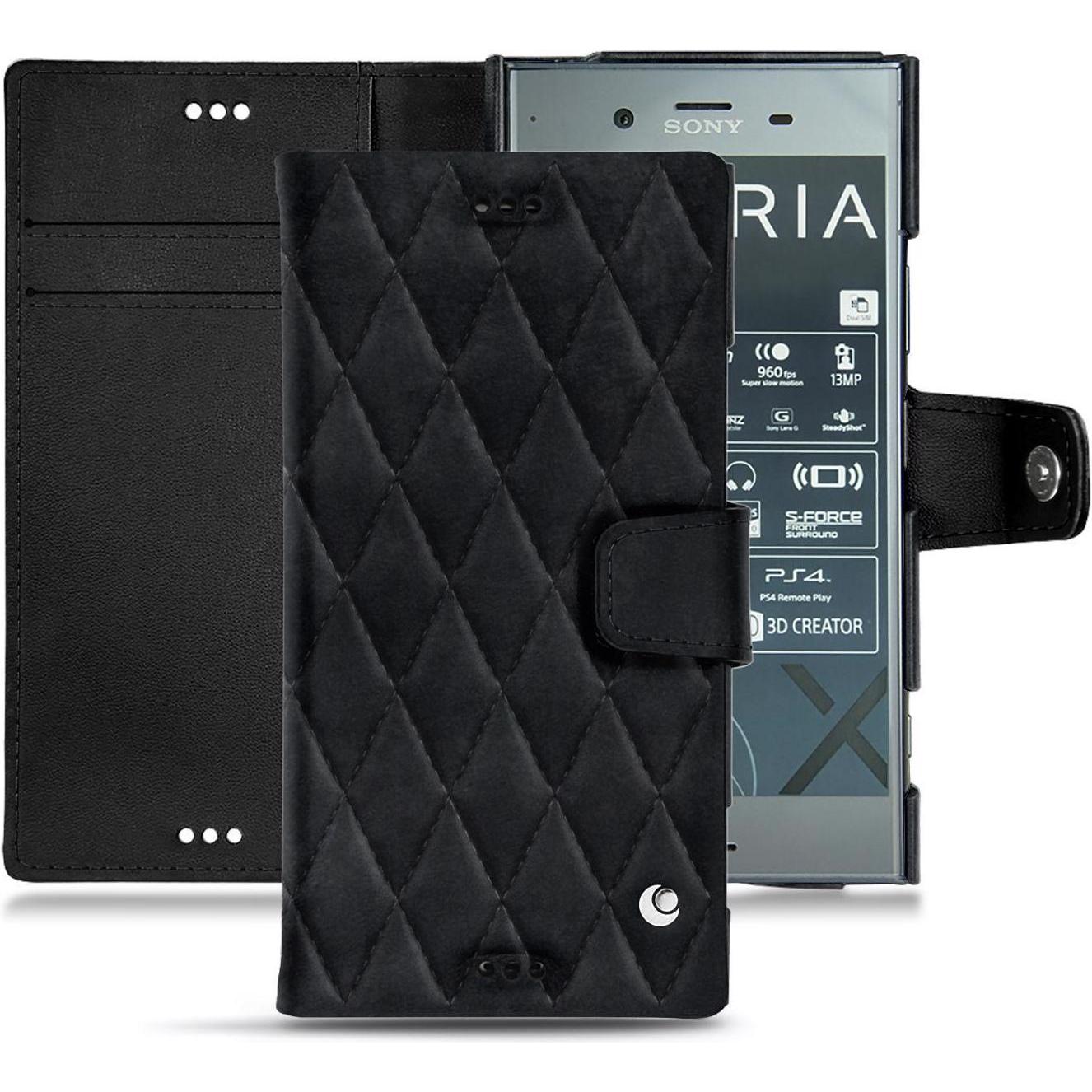 Noreve Lederschutzhülle Wallet (Sony Xperia XZ1), Smartphone Hülle, Schwarz