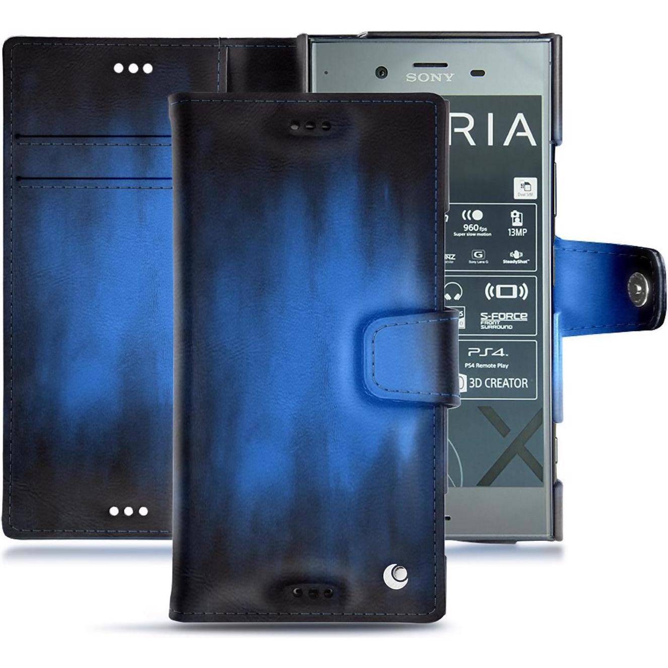 Thumbnail - Noreve Lederschutzhülle Wallet (Sony Xperia XZ1), Smartphone Hülle, Blau