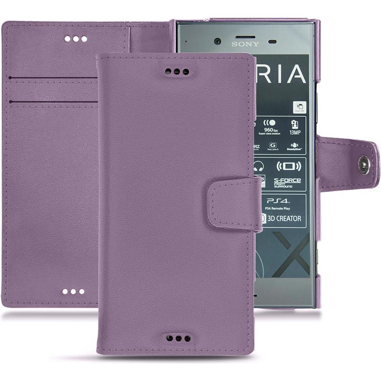 Noreve Lederschutzhülle Wallet (Sony Xperia XZ1), Smartphone Hülle, Violett