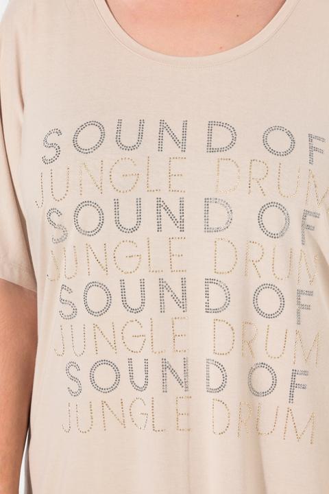 Image du produit Ulla Popken T-shirt oversize à manches courtes, col rond et message imprimé (62)