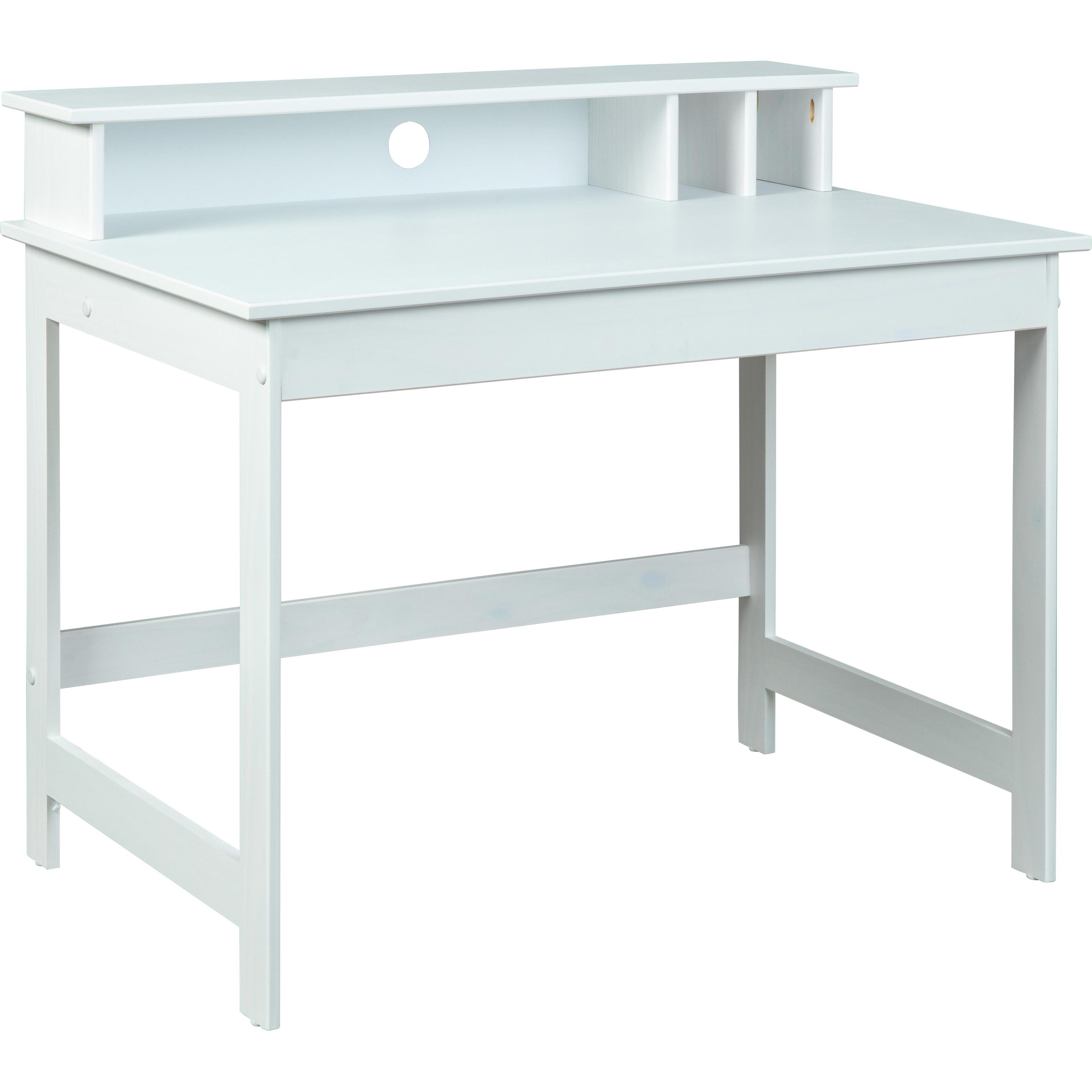 Inter Link, Schreibtisch, Schreibtisch Hilary massiv weiss lackiert (110 x 69 x 91 cm)