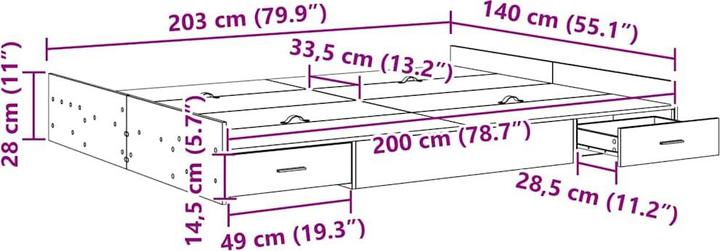 Produktbild VidaXL Stauraumbett (140 x 200 cm)