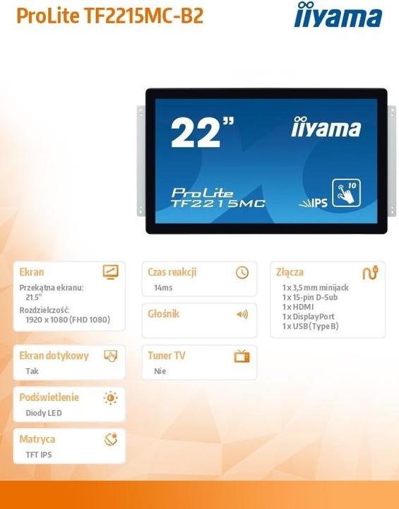 Image du produit iiyama TF2215MC-B2 (1920 x 1080 pixels, 21.50")