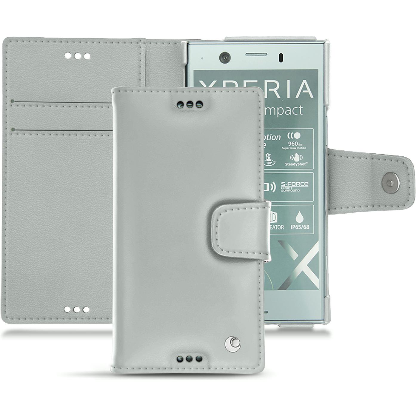 Thumbnail - Noreve Lederschutzhülle Wallet (Sony Xperia XZ1 Compact), Smartphone Hülle, Grau