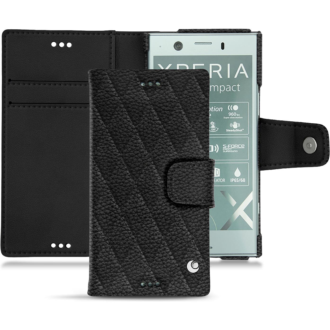 Thumbnail - Noreve Lederschutzhülle Wallet (Sony Xperia XZ1 Compact), Smartphone Hülle, Schwarz