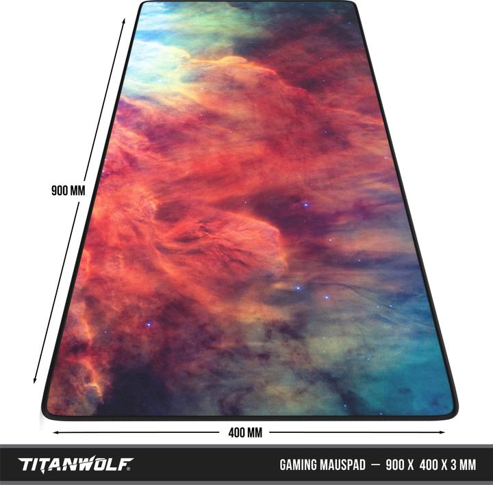 Produktbild Titanwolf Gaming Mauspad, 900 x 400mm XXL Mausmatte, verbessert Präzision & Geschwindigkeit, Lagoon Nebula (XXL)