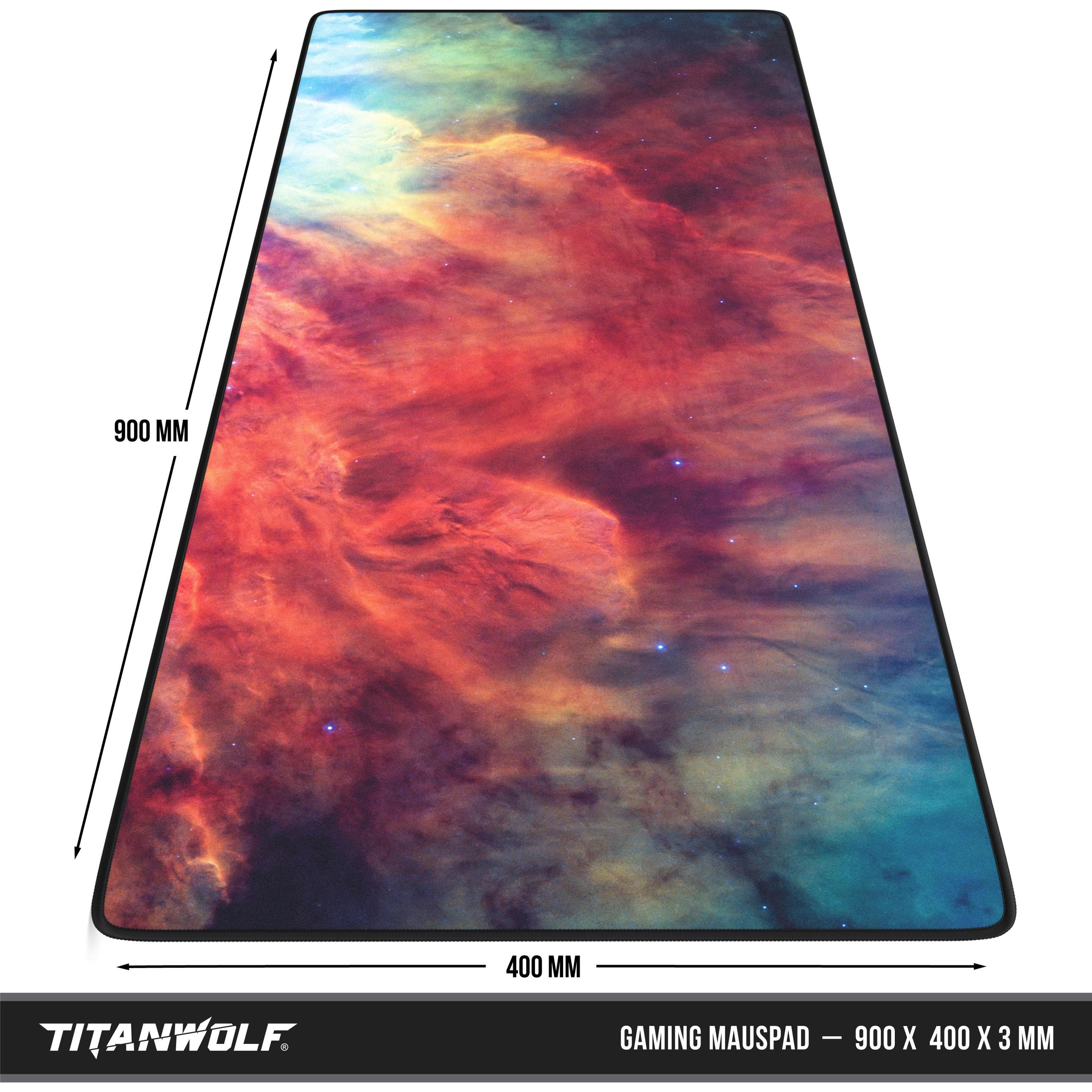 Thumbnail - Titanwolf Gaming Mauspad, 900 x 400mm XXL Mausmatte, verbessert Präzision & Geschwindigkeit, Lagoon Nebula (XXL), Mausma...