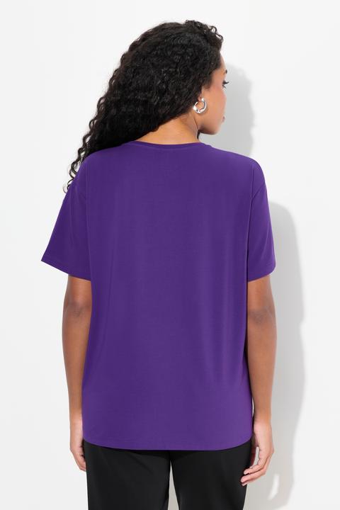 Produktbild Ulla Popken T-Shirt, Brusttasche, Perlen, Oversized, Rundhals, Halbarm (58)
