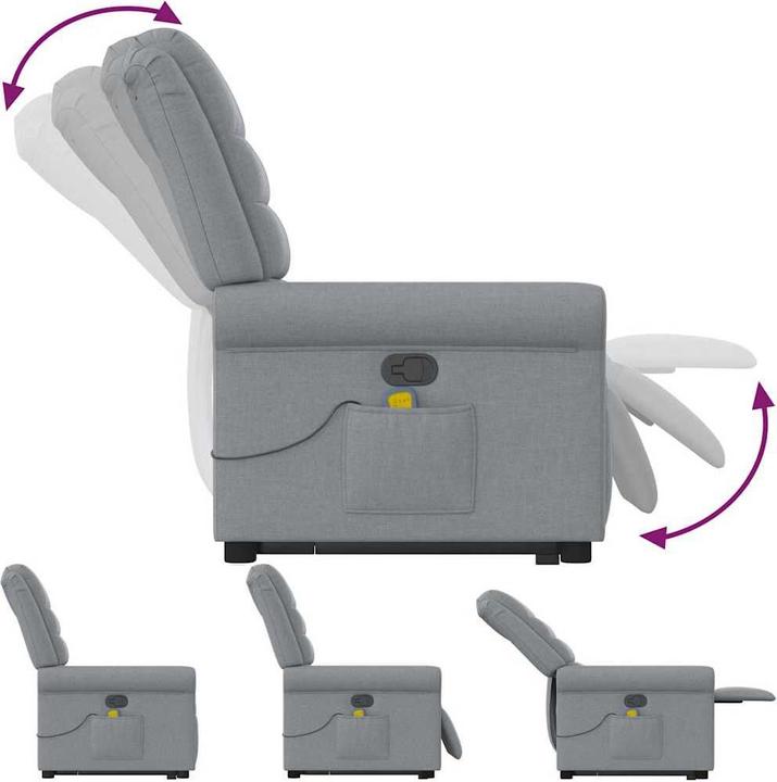 Actual product image VidaXL Massage chair with stand-up aid Light grey fabric