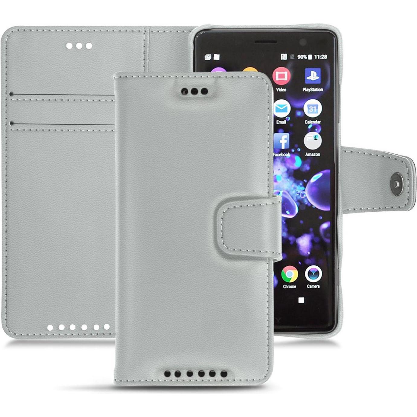 Thumbnail - Noreve Lederschutzhülle Wallet (Sony Xperia XZ2 Compact), Smartphone Hülle, Grau
