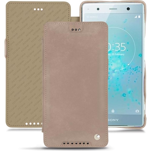 Noreve Lederschutzhülle horizontal (Sony Xperia XZ2 Premium), Smartphone Hülle, Beige