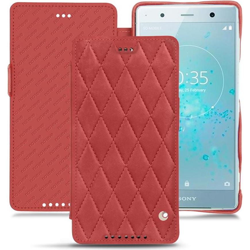 Noreve Lederschutzhülle horizontal (Sony Xperia XZ2 Premium), Smartphone Hülle, Rot