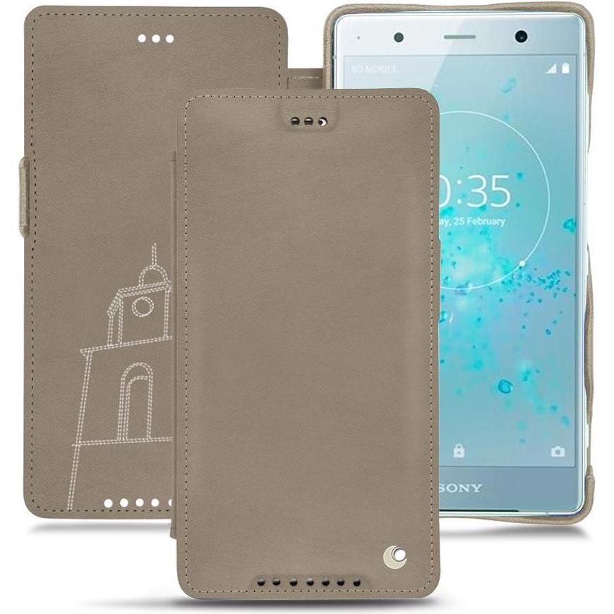 Noreve Lederschutzhülle horizontal (Sony Xperia XZ2 Premium), Smartphone Hülle, Beige