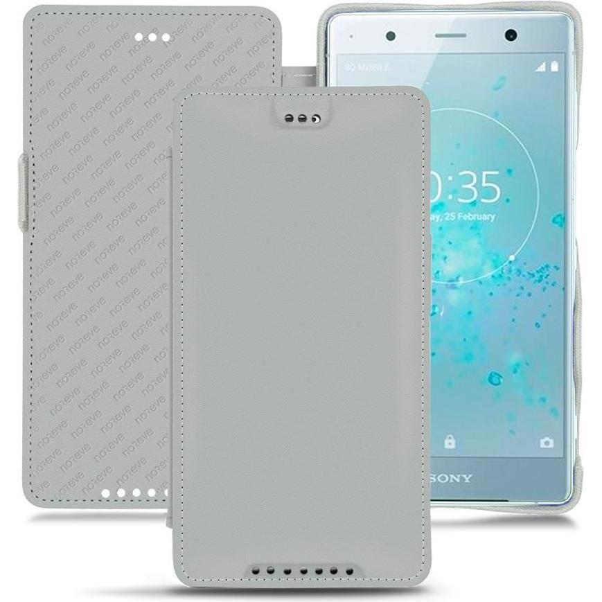 Noreve Lederschutzhülle horizontal (Sony Xperia XZ2 Premium), Smartphone Hülle, Grau