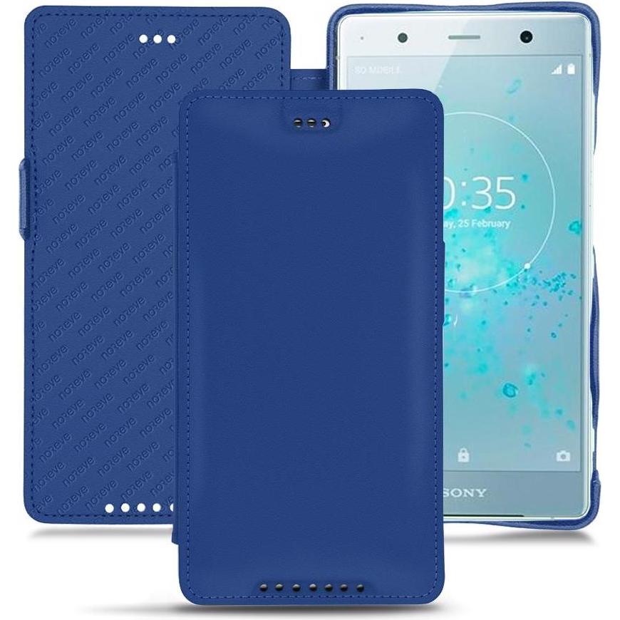 Noreve Lederschutzhülle horizontal (Sony Xperia XZ2 Premium), Smartphone Hülle, Blau