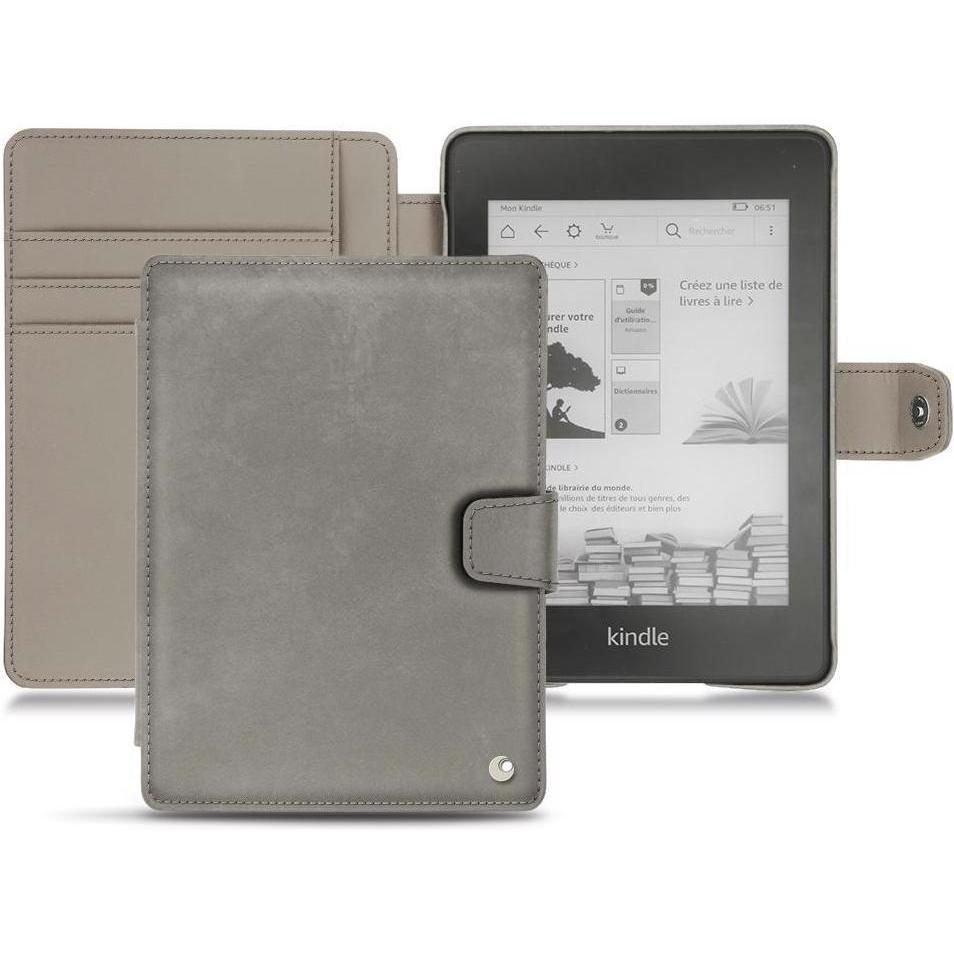 Noreve Lederschutzhülle Wallet (Kindle Paperwhite 2018), eReader Zubehör, Grau