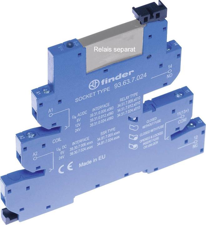 Actual product image Finder 93.63.7.024 Relay socket with retaining bracket, with LED, with EMC suppression coating (Relay socket)