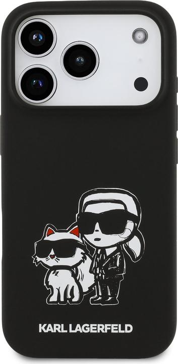Actual product image Karl Lagerfeld - Silicone Sketch & Logo (KLHMP17LSKCGRGOK) - iPhone 17 Pro - Black Karl&Choupette (Apple iPhone 17 Pro)