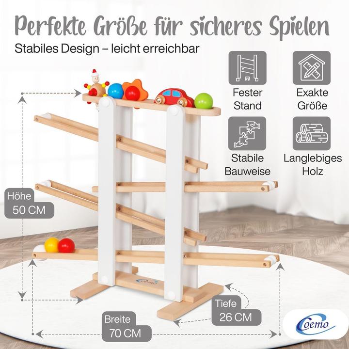 Produktbild Coemo Kugelbahn mit Auto, Blume, Kasper und Kugeln
