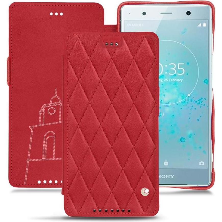 Noreve Lederschutzhülle horizontal (Sony Xperia XZ2 Premium), Smartphone Hülle, Rot