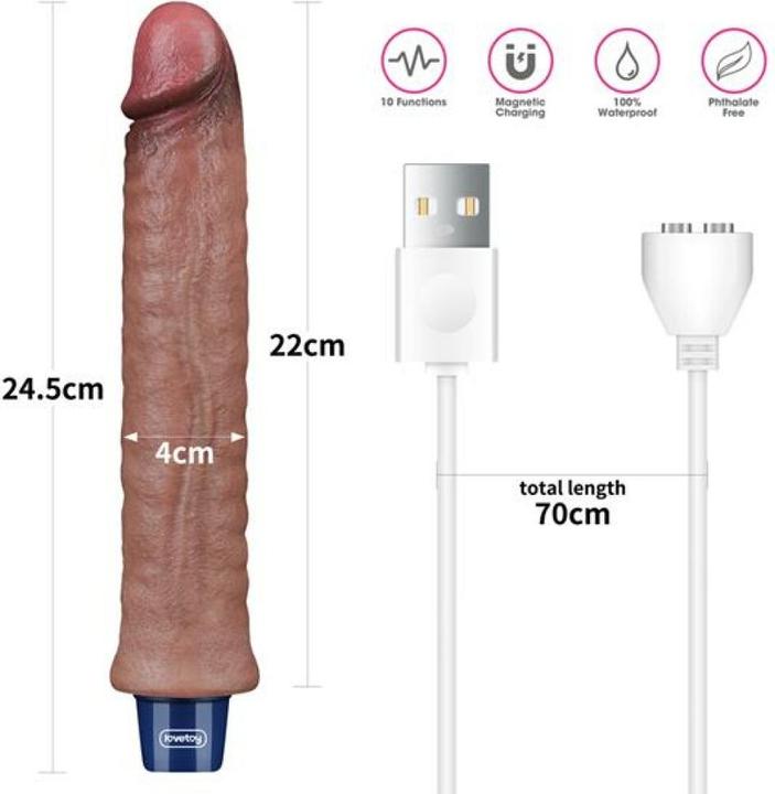 Produktbild Lovetoy 9.5" REAL SOFTEE Rechargeable Silicone Vibrating Dildo